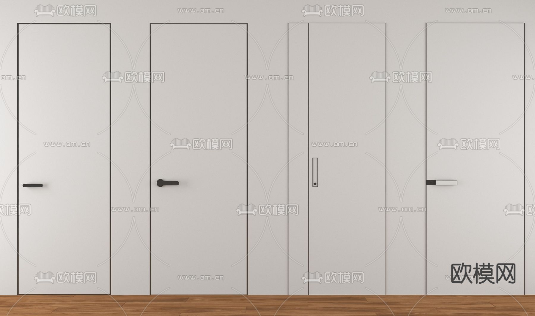 现代极简隐形门单开门3d模型下载