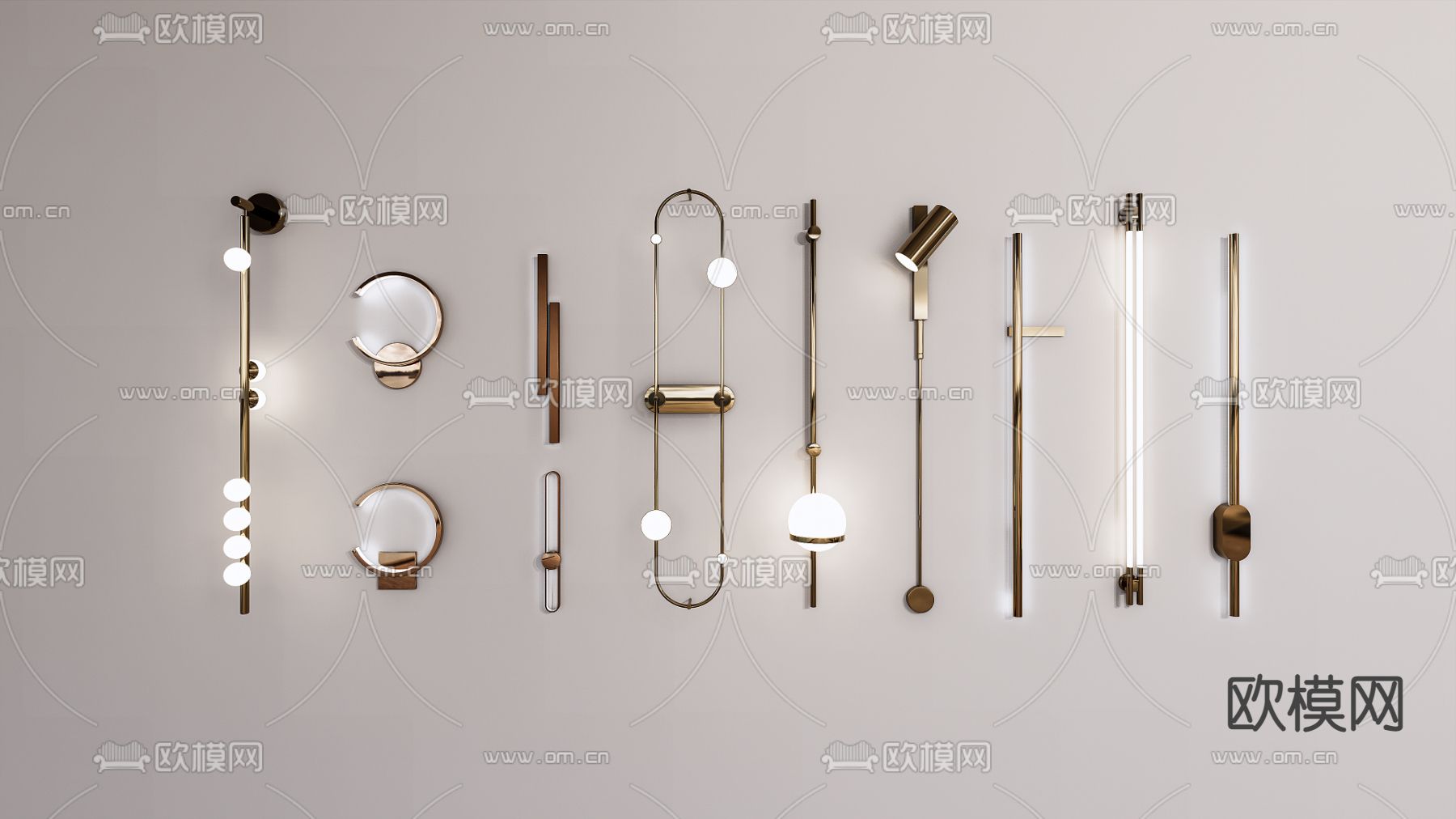 现代轻奢壁灯su模型下载（渲染图1）