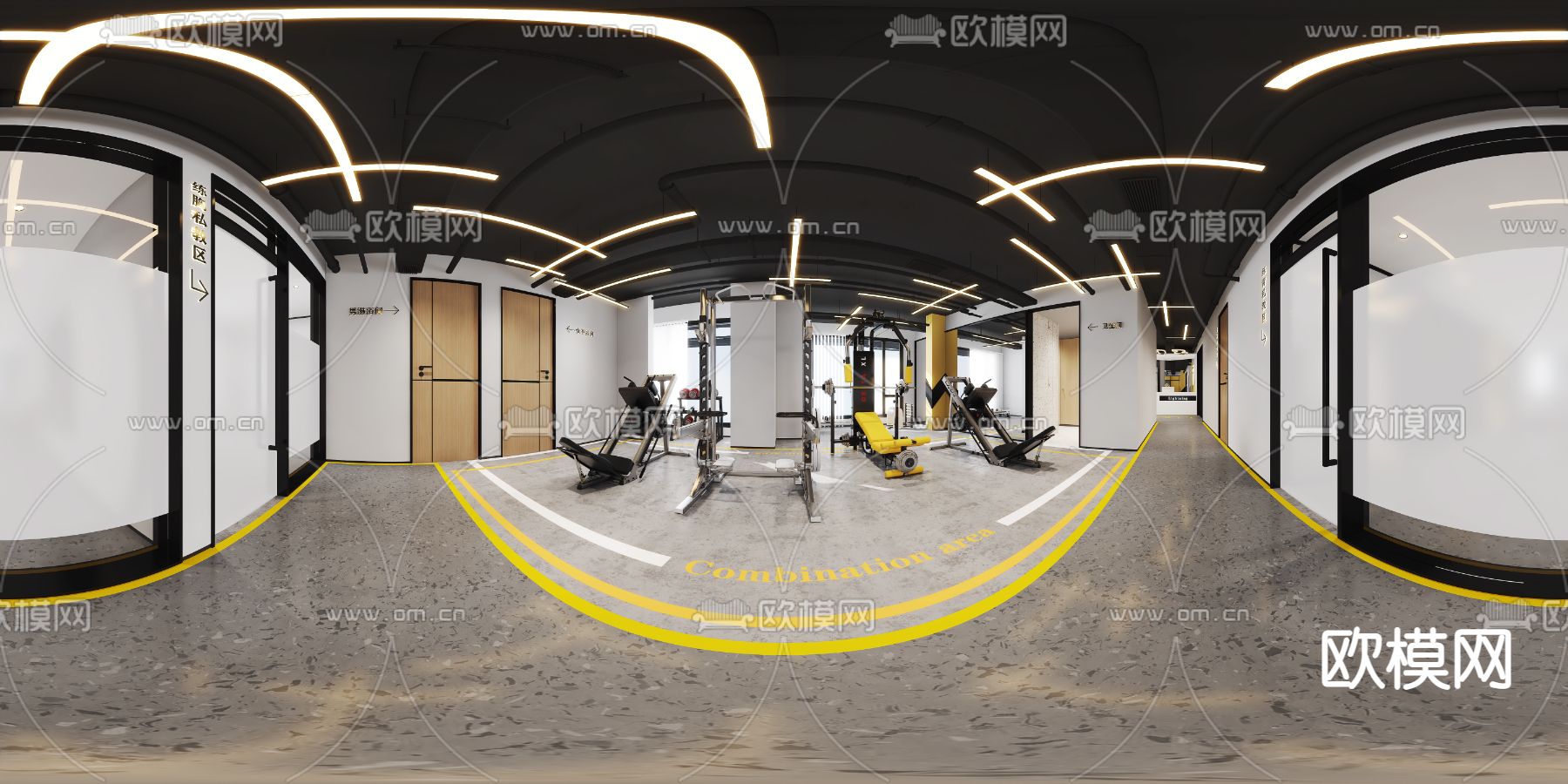 现代健身房vr全景3d模型下载_ID11978454_3dmax免费模型-欧模网