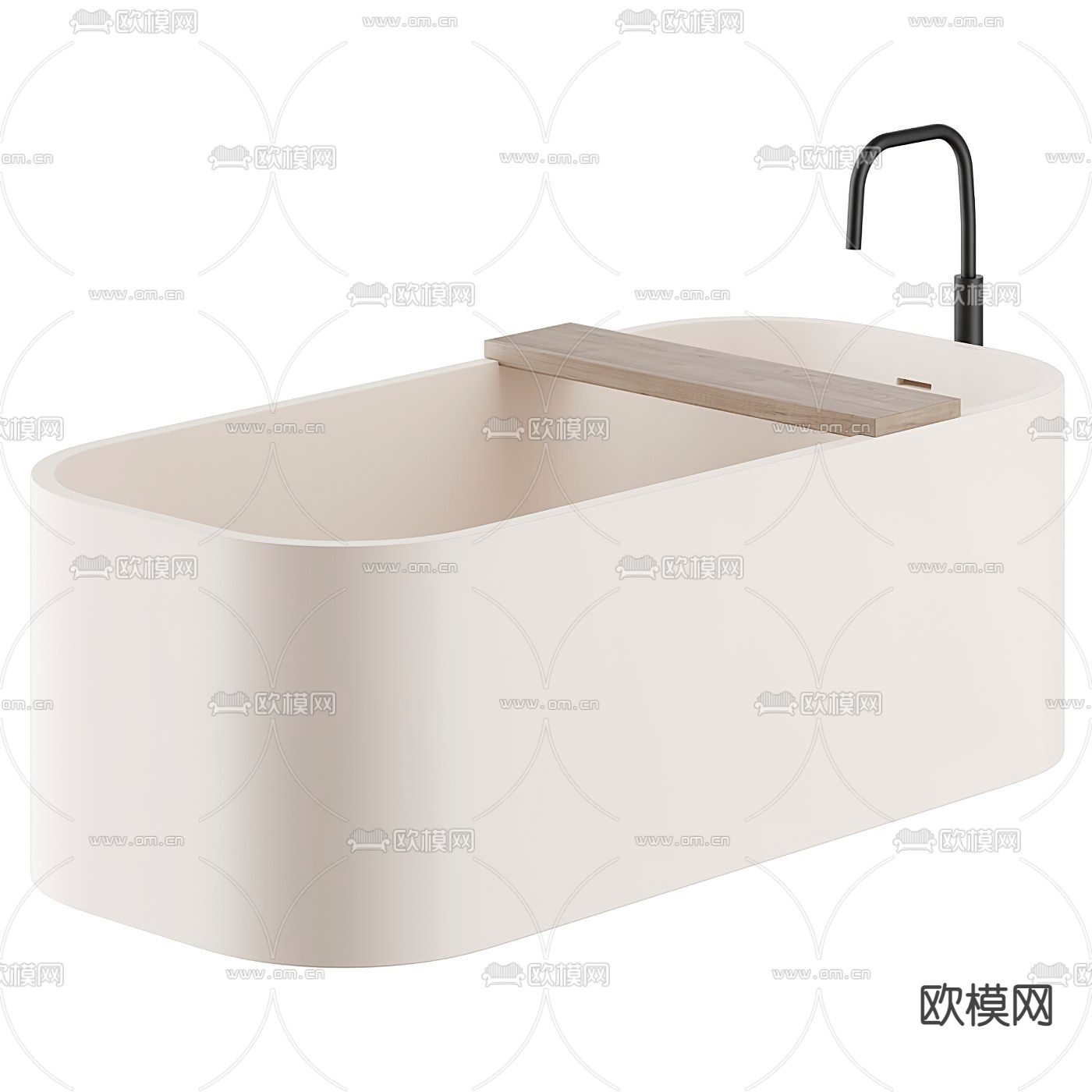 现代奶油风浴缸3d模型下载（渲染图2）