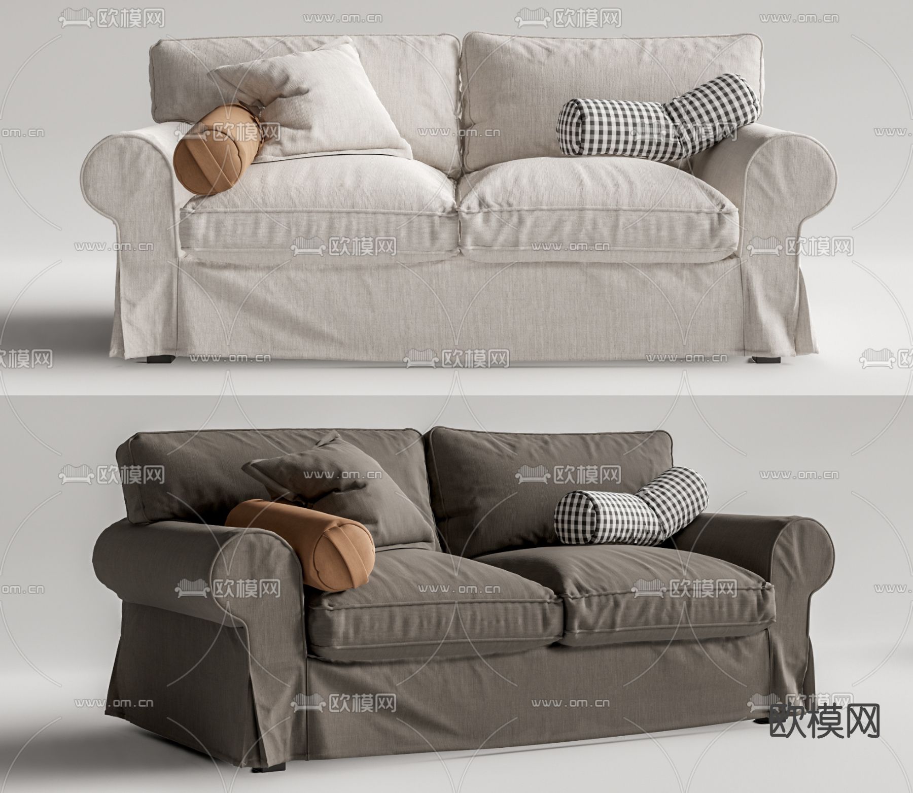 美式双人沙发su模型下载（渲染图1）