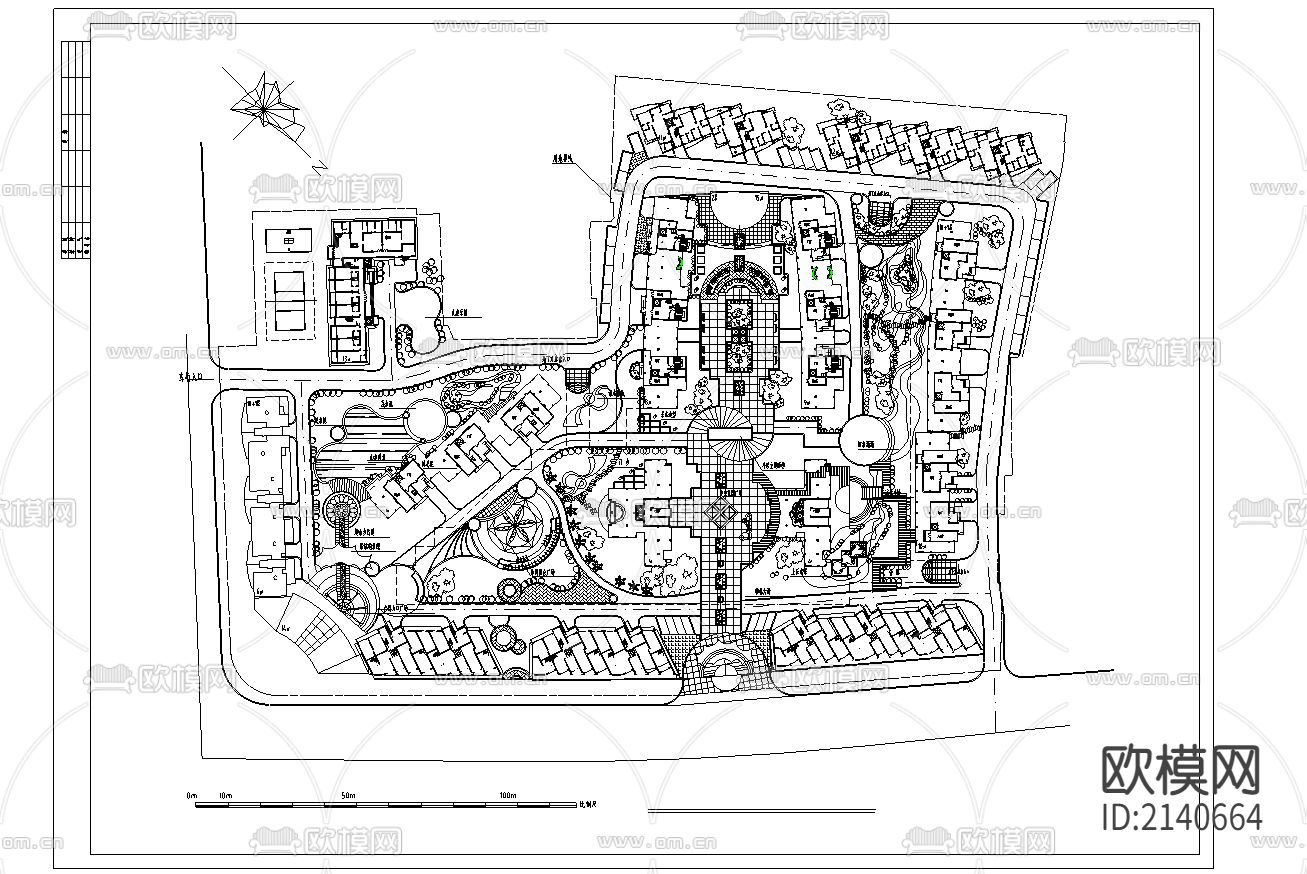 某小区规划图cad图库下载（渲染图1）