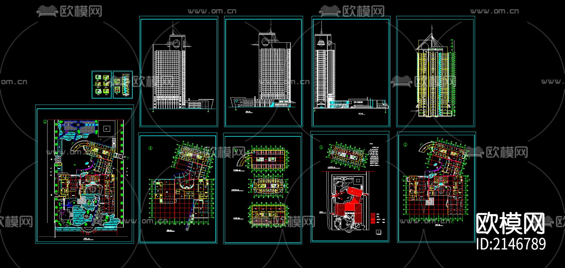 高层宾馆cad施工图下载（渲染图1）