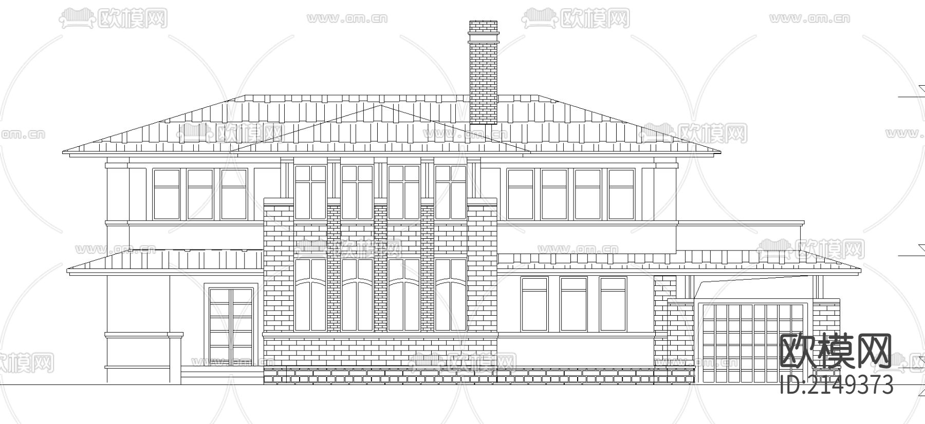别墅cad施工图下载（渲染图1）