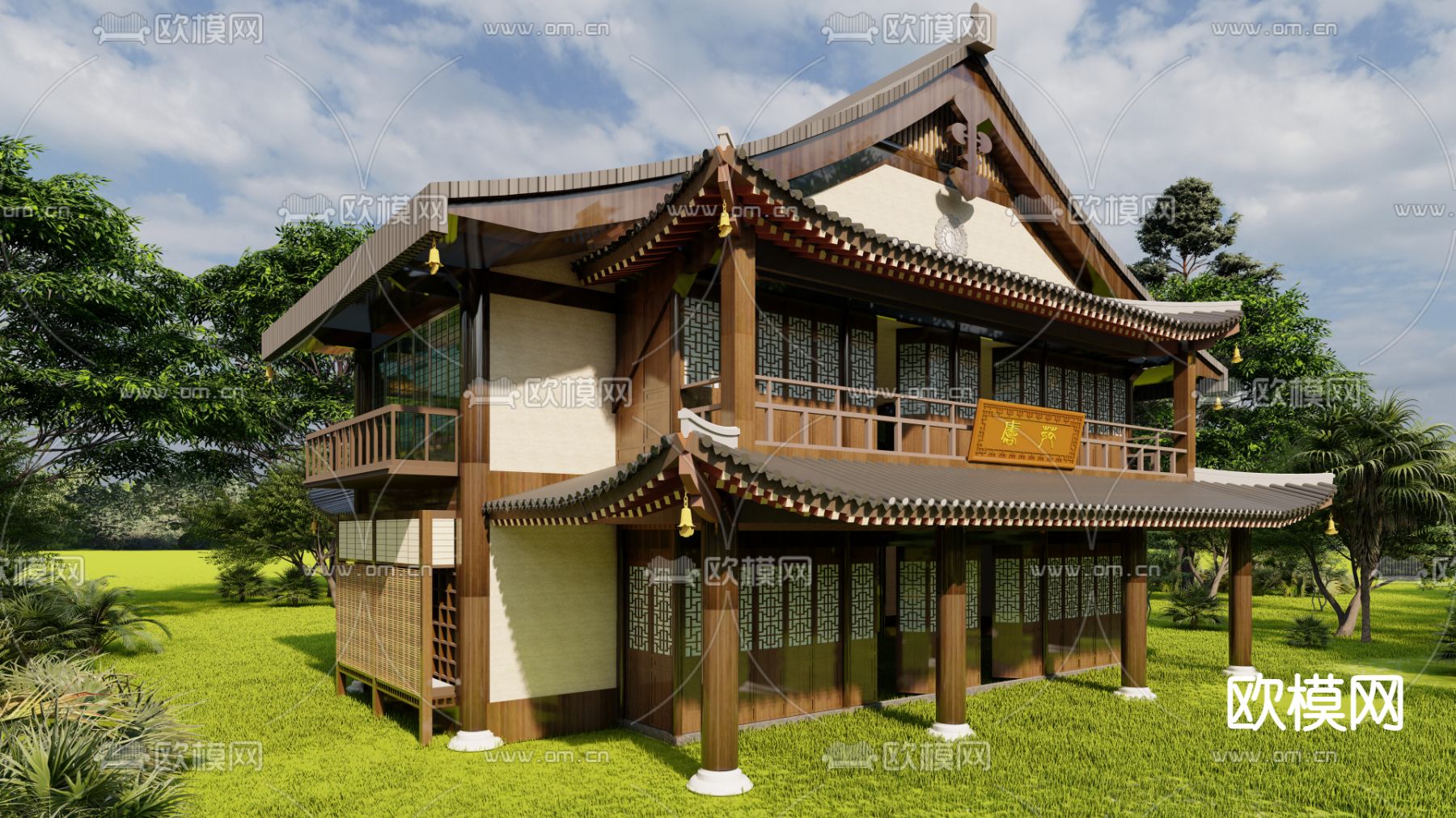 中式古建阁楼su模型下载_ID11984145_sketchup模型下载-欧模网