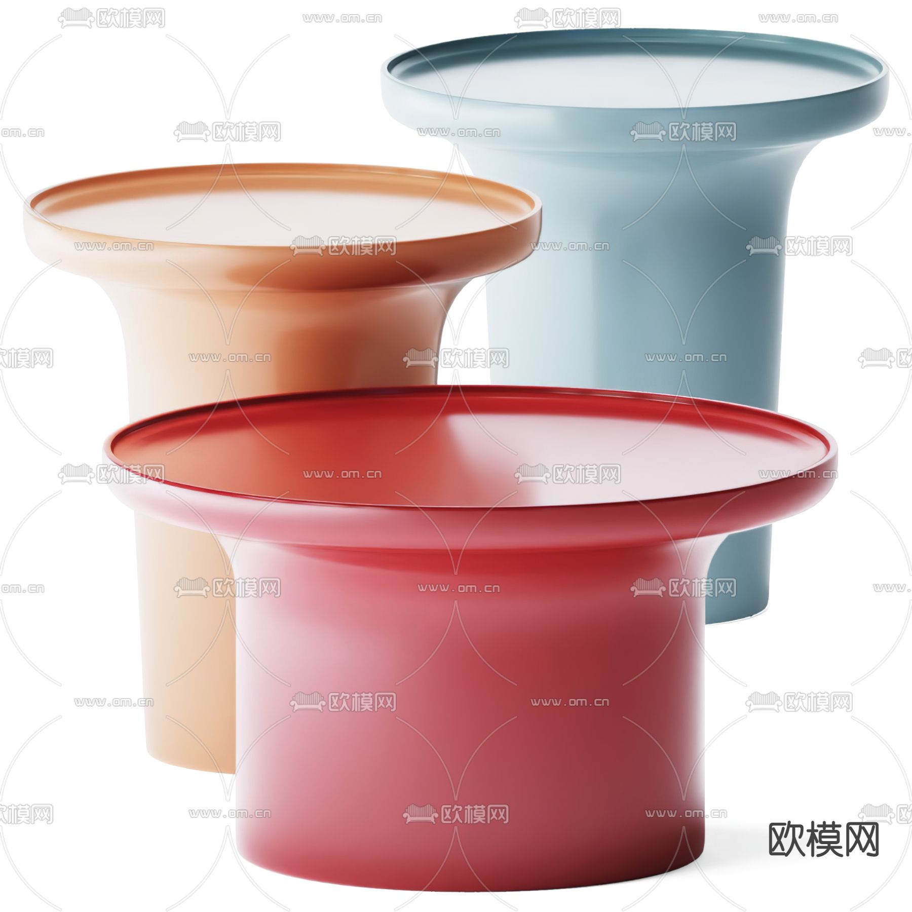 现代圆几边几3d模型下载（渲染图2）