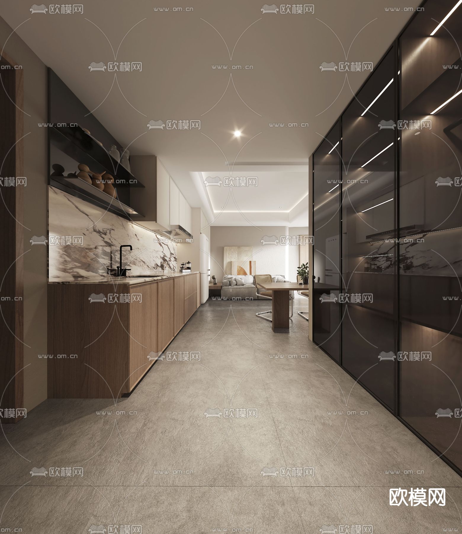 侘寂餐厅书房免费3d模型下载（渲染图3）