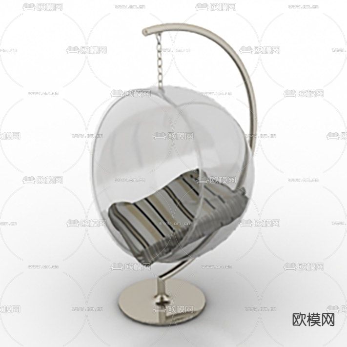 现代简约不锈钢玻璃球吊椅免费3d模型下载