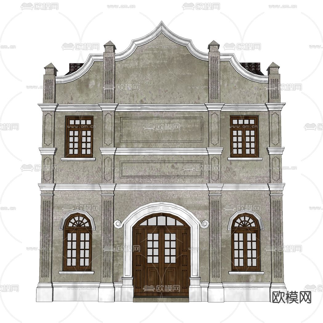 民国风商业建筑外观su模型下载