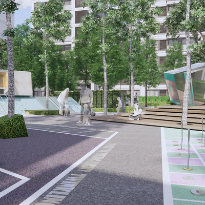  现代公园儿童游乐区su模型 