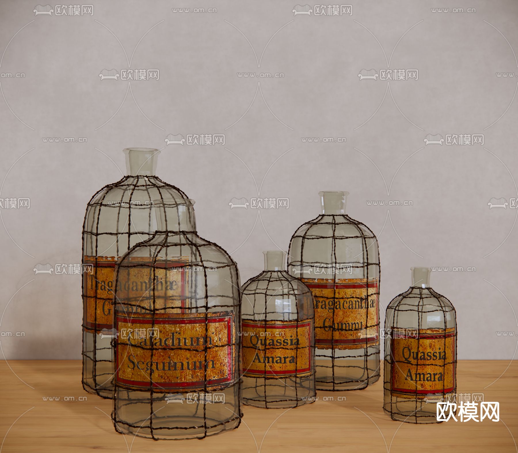 欧式复古玻璃罐摆件su模型下载（渲染图1）