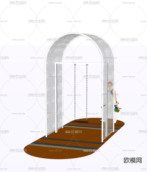 现代秋千吊椅su模型下载（渲染图3）