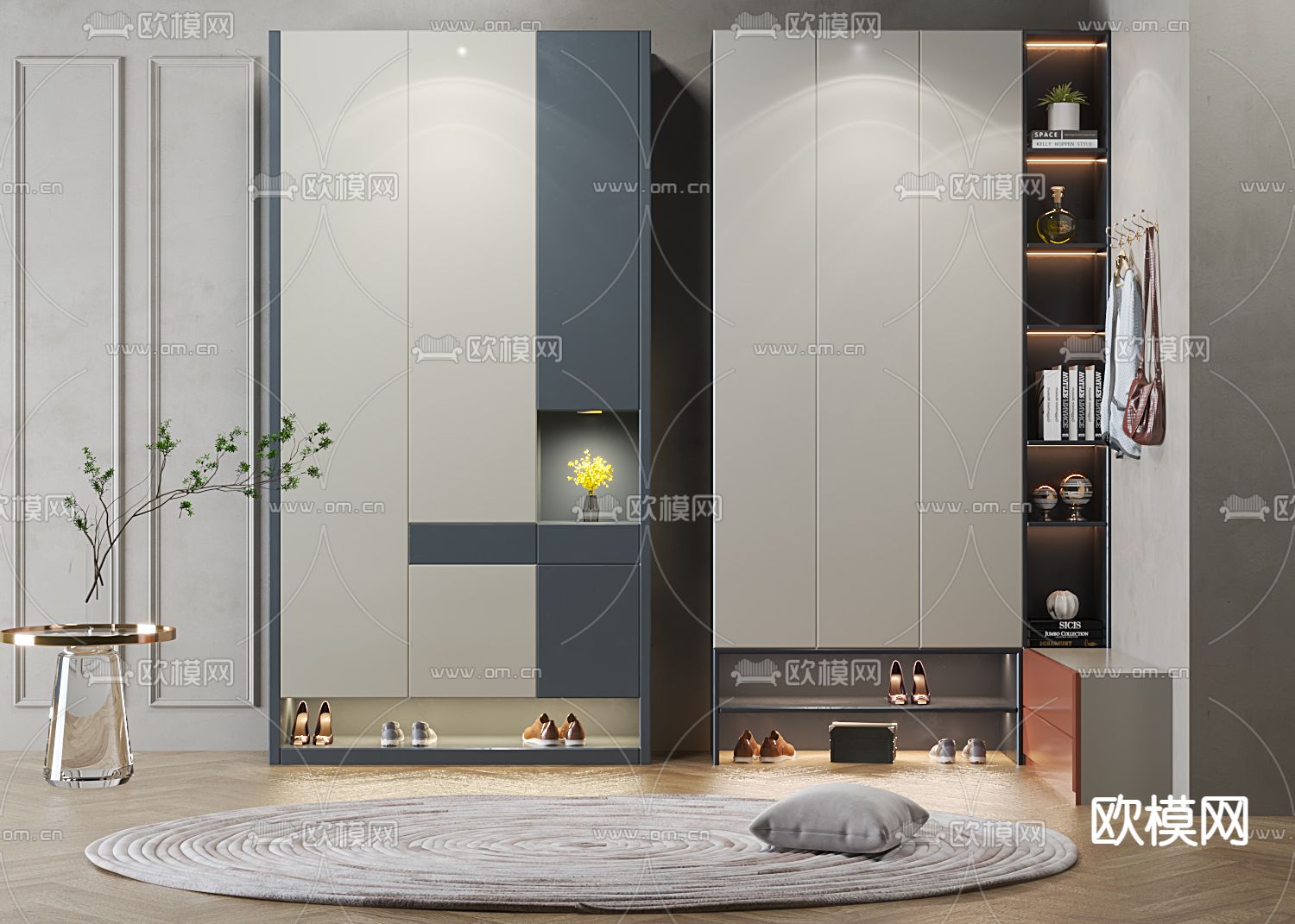 现代玄关鞋柜免费3d模型下载