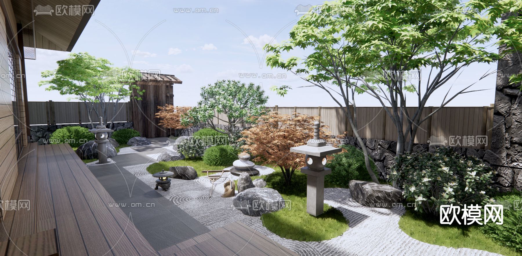日式禅意庭院景观su模型