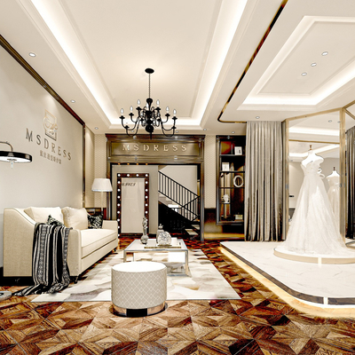  现代婚纱摄影店su模型 