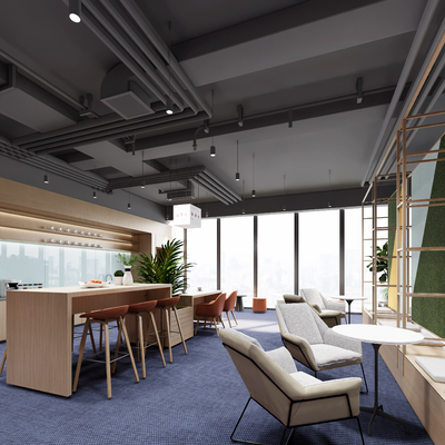  现代办公茶水间su模型 