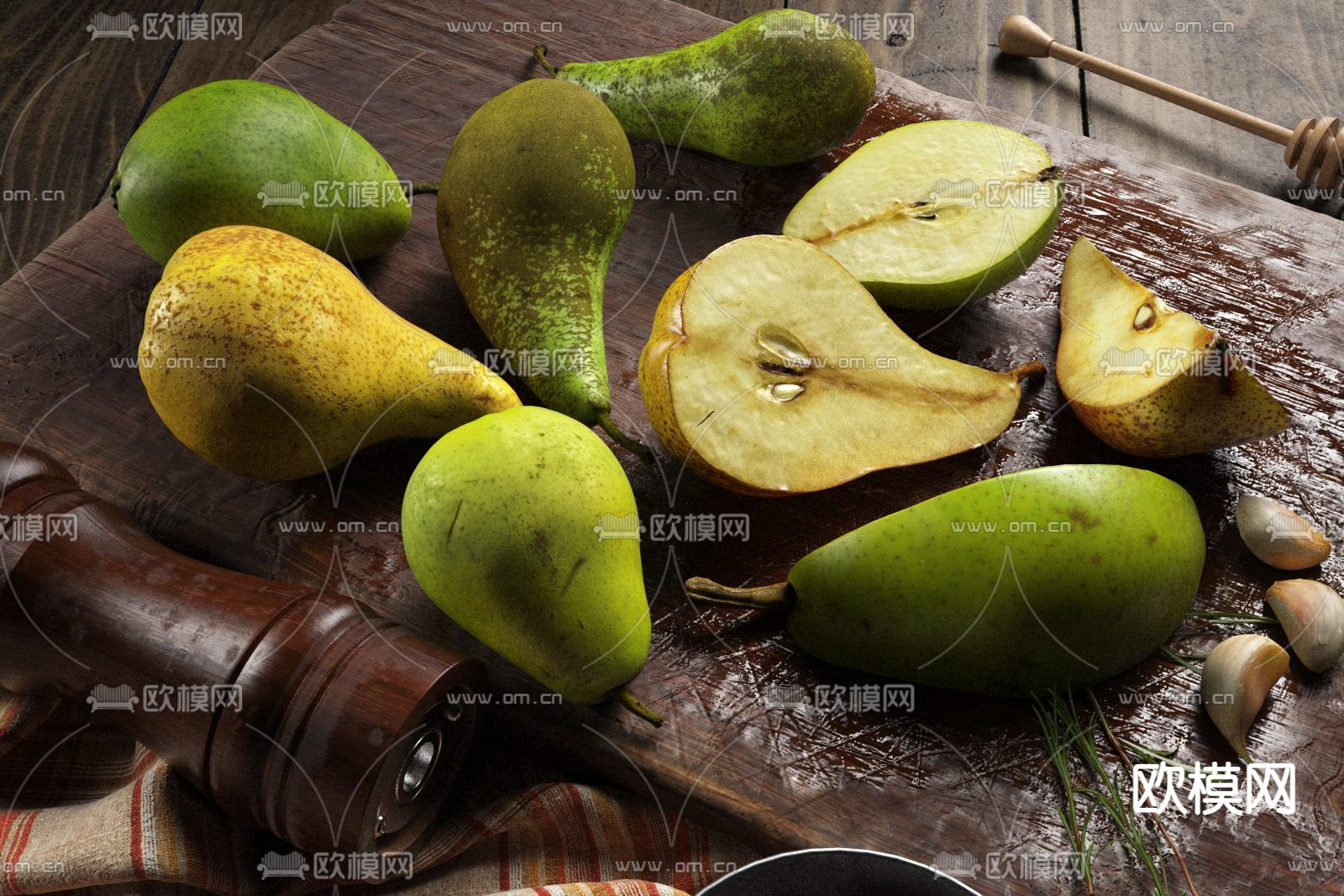 现代水果梨子3d模型下载