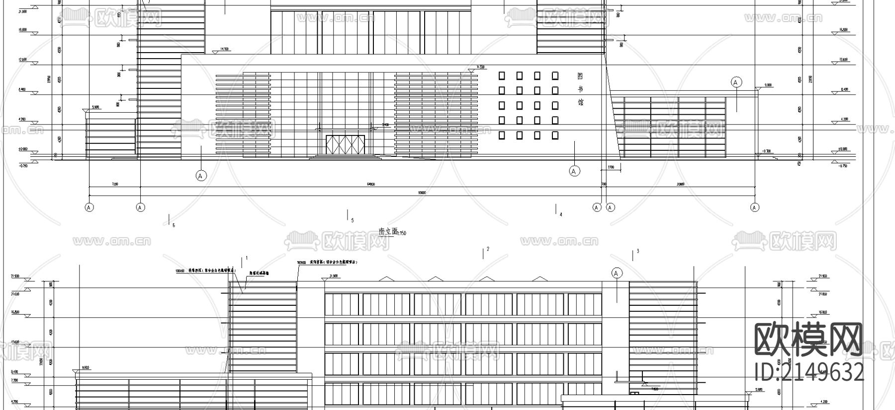 图书馆cad施工图下载（渲染图1）