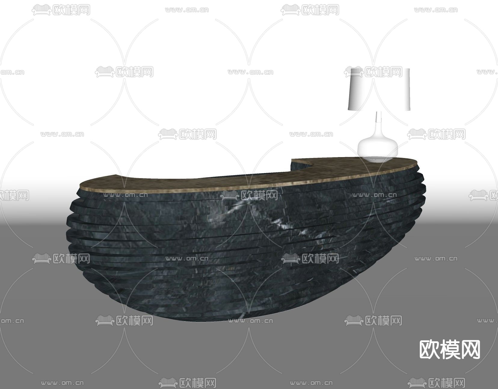 现代前台接待台su模型下载（渲染图2）