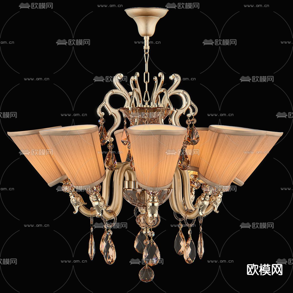 欧式古典轻奢吊灯3d模型下载