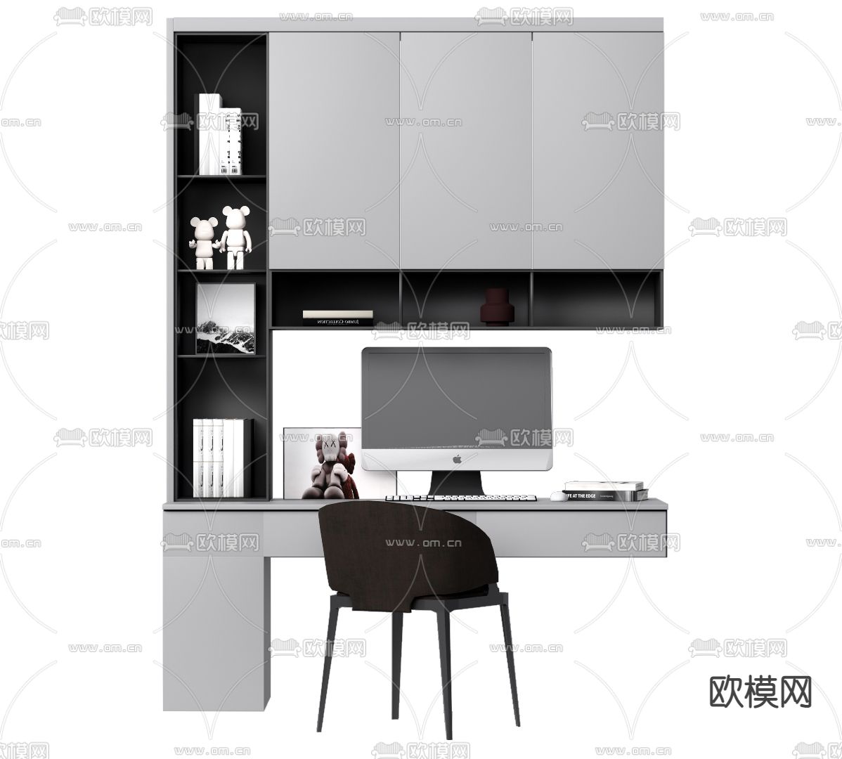 现代书桌椅su模型下载（渲染图1）