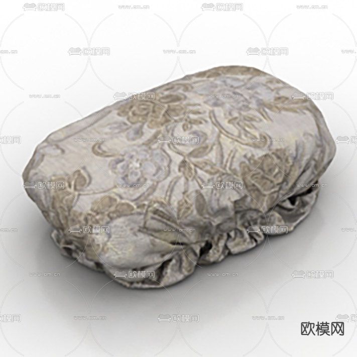 欧式古典花纹布艺沙发凳免费3d模型下载
