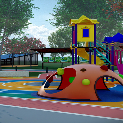  现代儿童游乐区su模型 