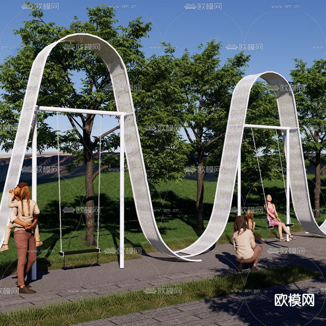 现代秋千吊椅su模型