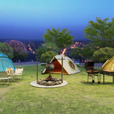  现代露营帐篷su模型 