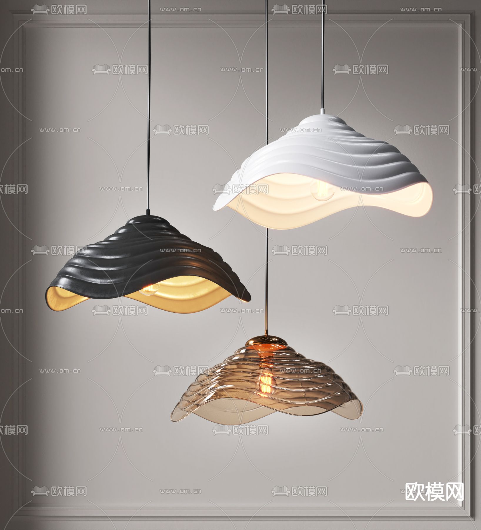 现代亚克力梯田创意吊灯3d模型下载