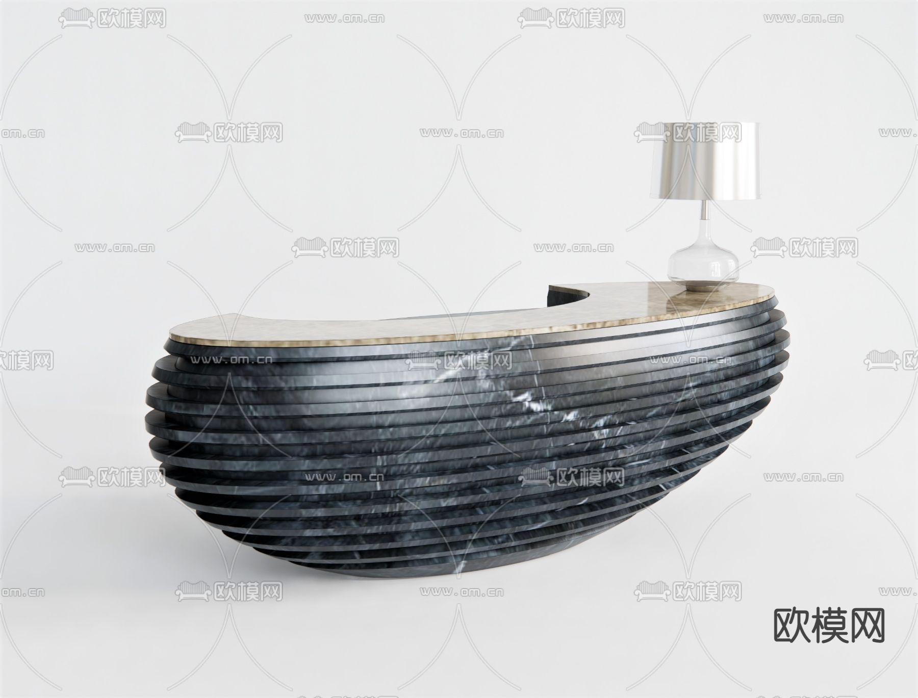 现代前台接待台su模型下载（渲染图1）