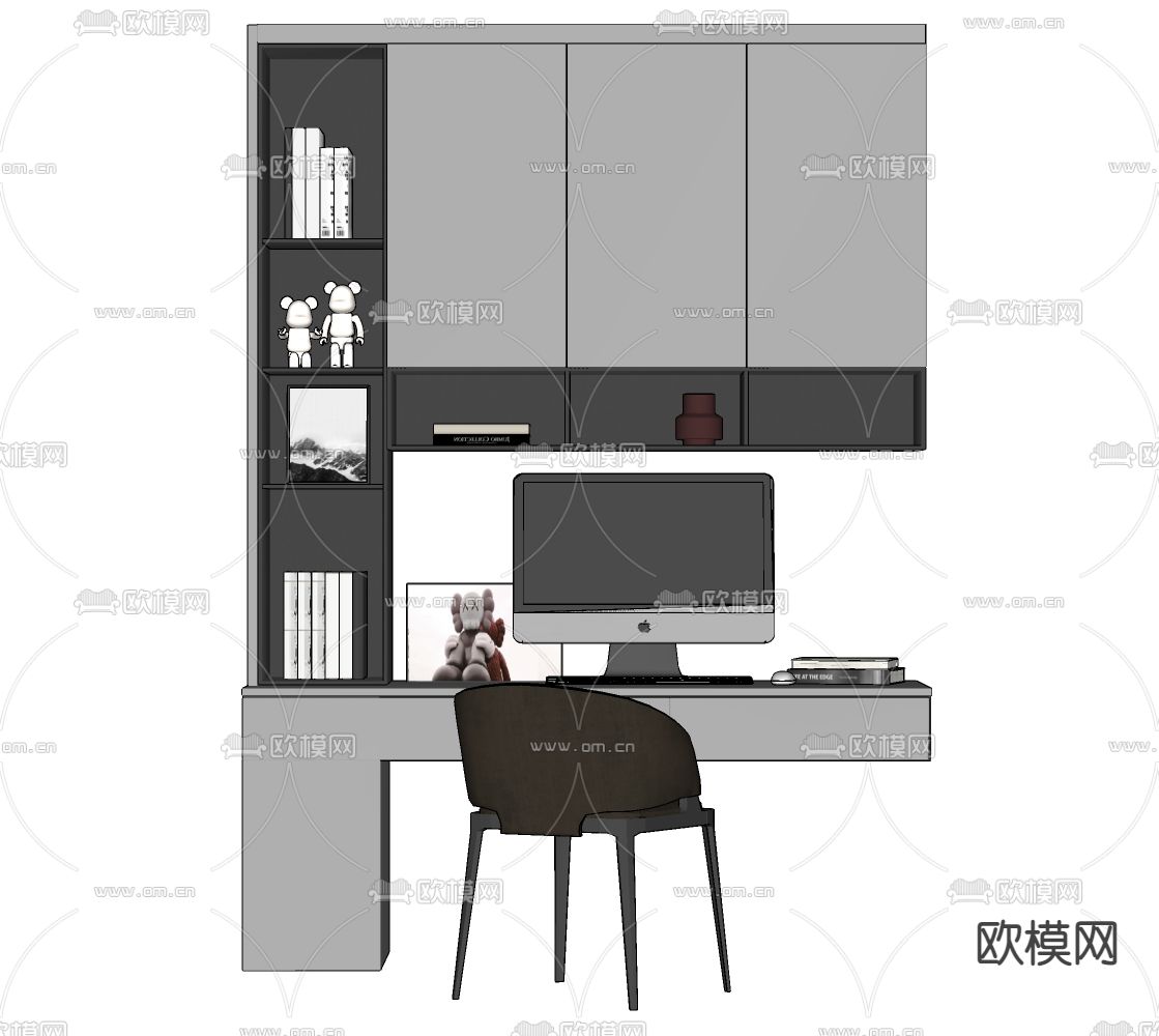 现代书桌椅su模型下载（渲染图2）