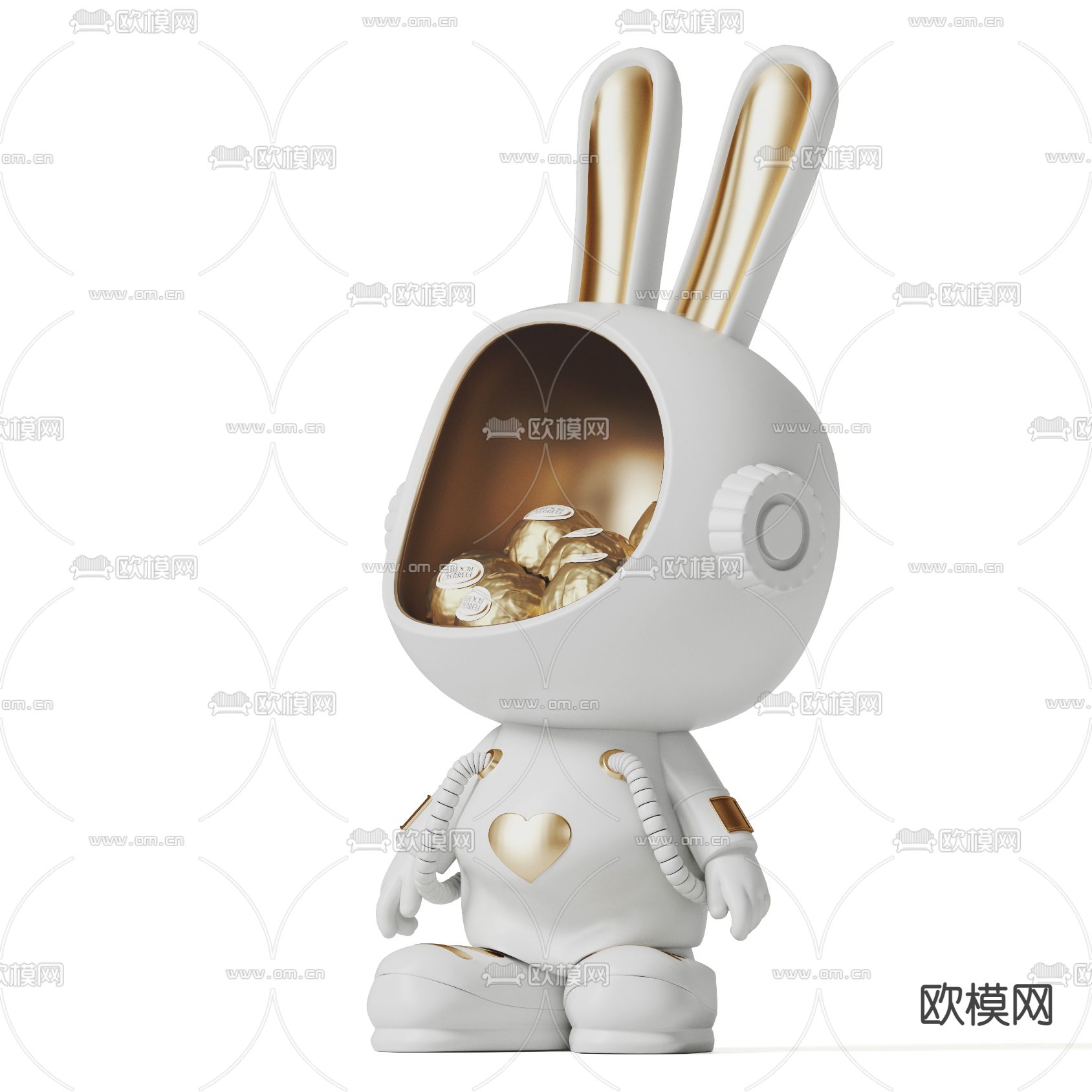现代太空兔子收纳摆件3d模型下载