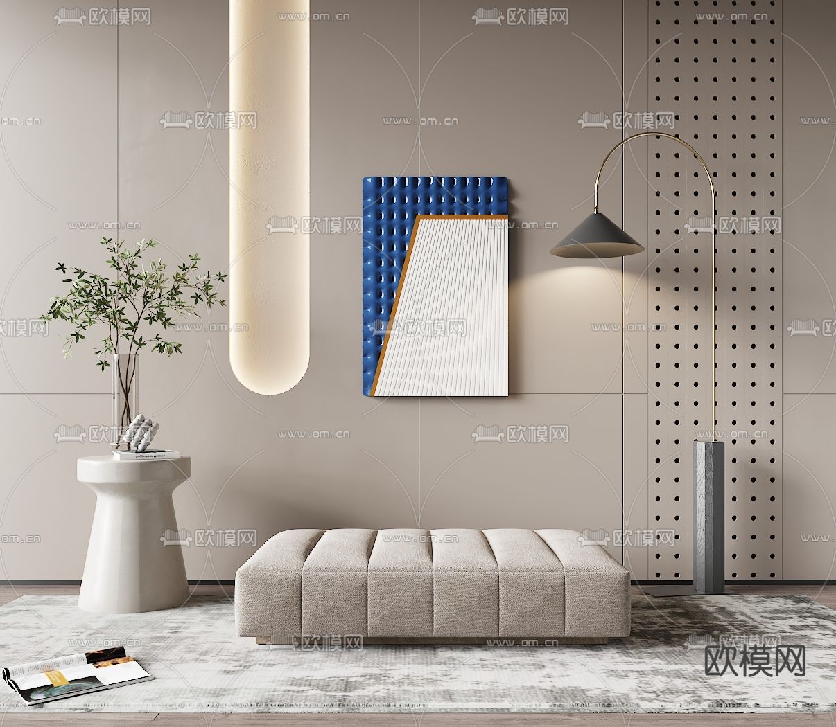 现代脚踏床尾凳3d模型下载