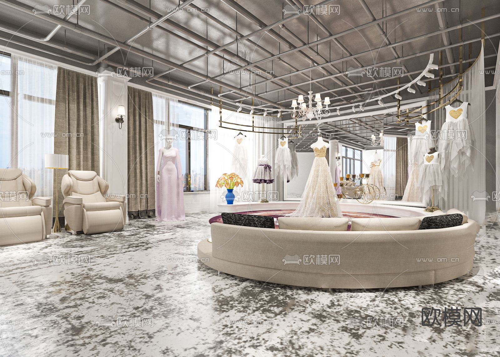 现代婚纱摄影店su模型