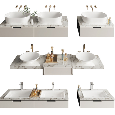  现代洗手盆su模型 