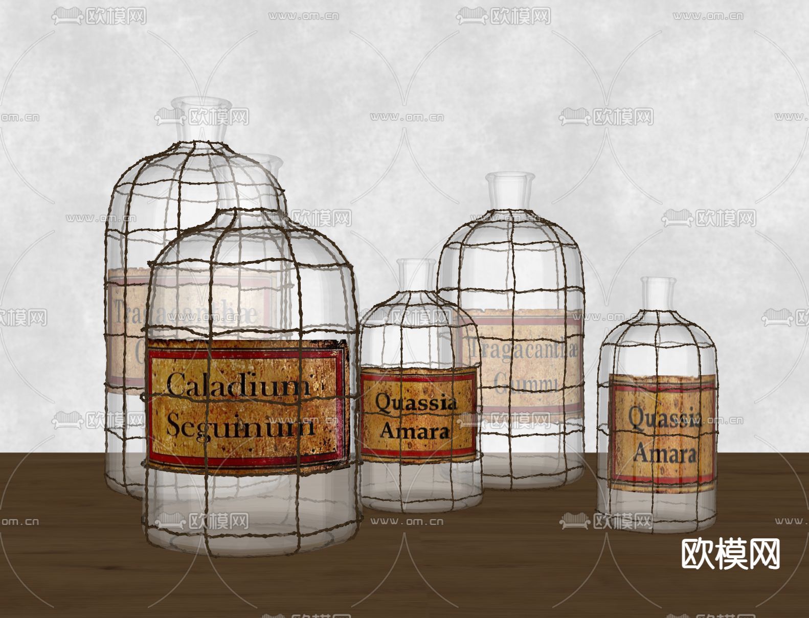 欧式复古玻璃罐摆件su模型下载（渲染图3）