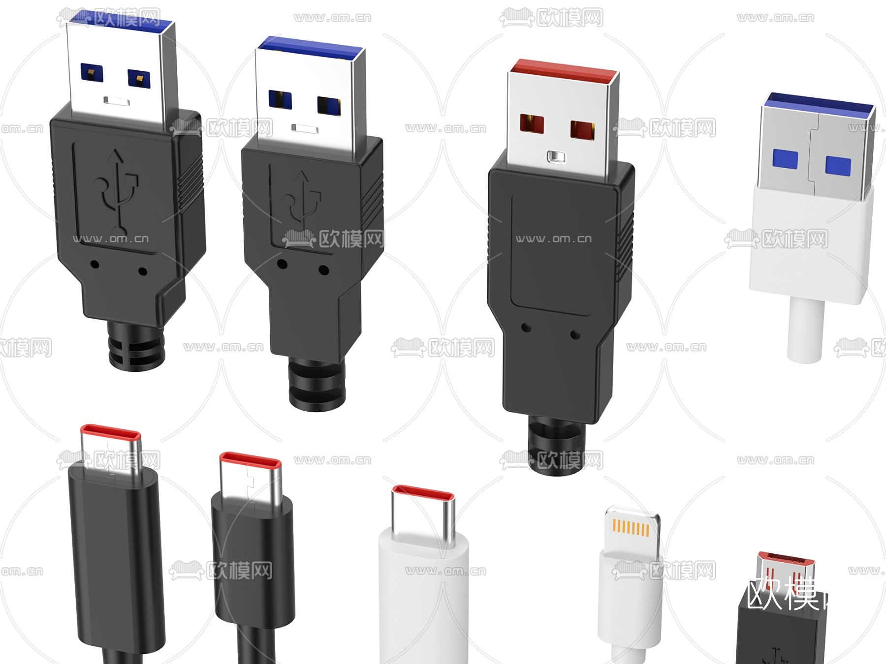 现代USB数据线接口3d模型下载_ID11980438_3dmax免费模型-欧模网