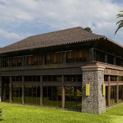  中式古建阁楼su模型 