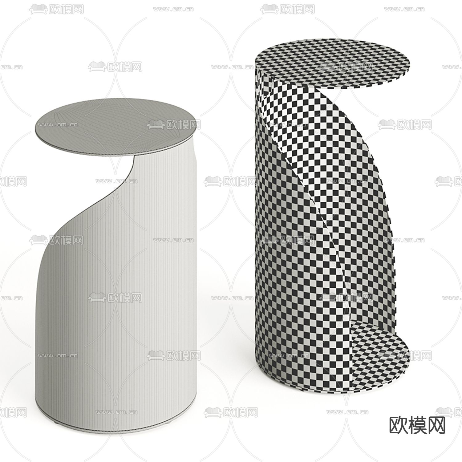 现代边几圆几3d模型下载（渲染图2）