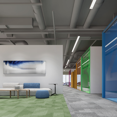  现代办公休闲区su模型 