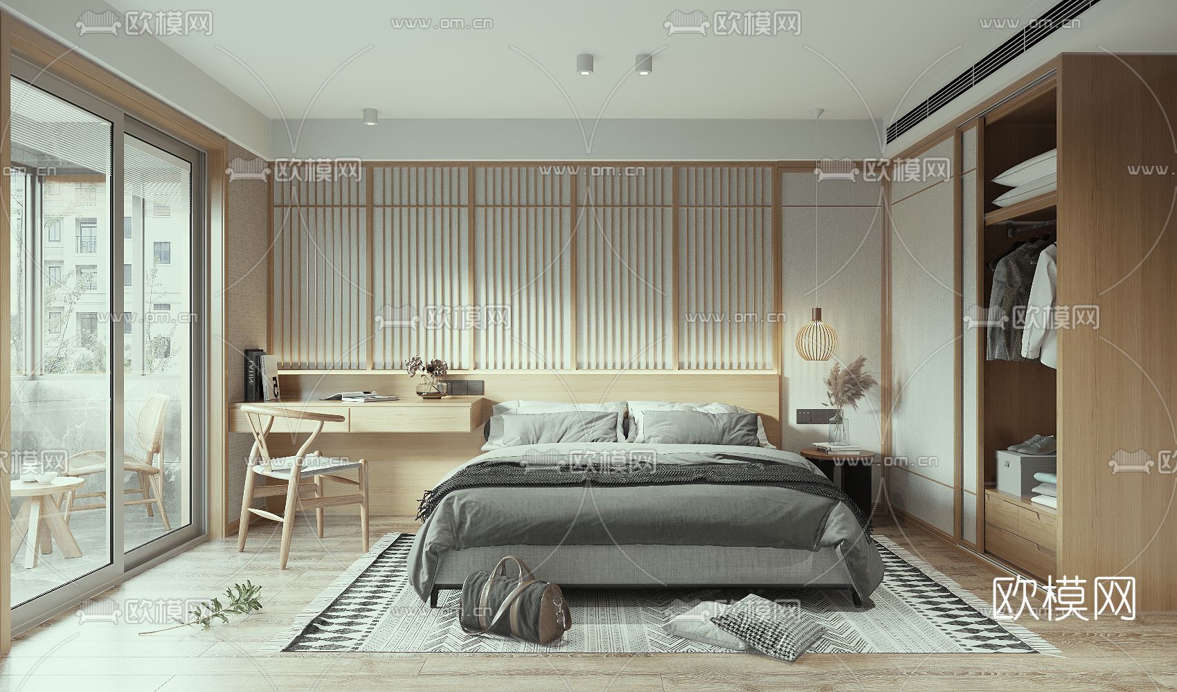 日式卧室3d模型下载