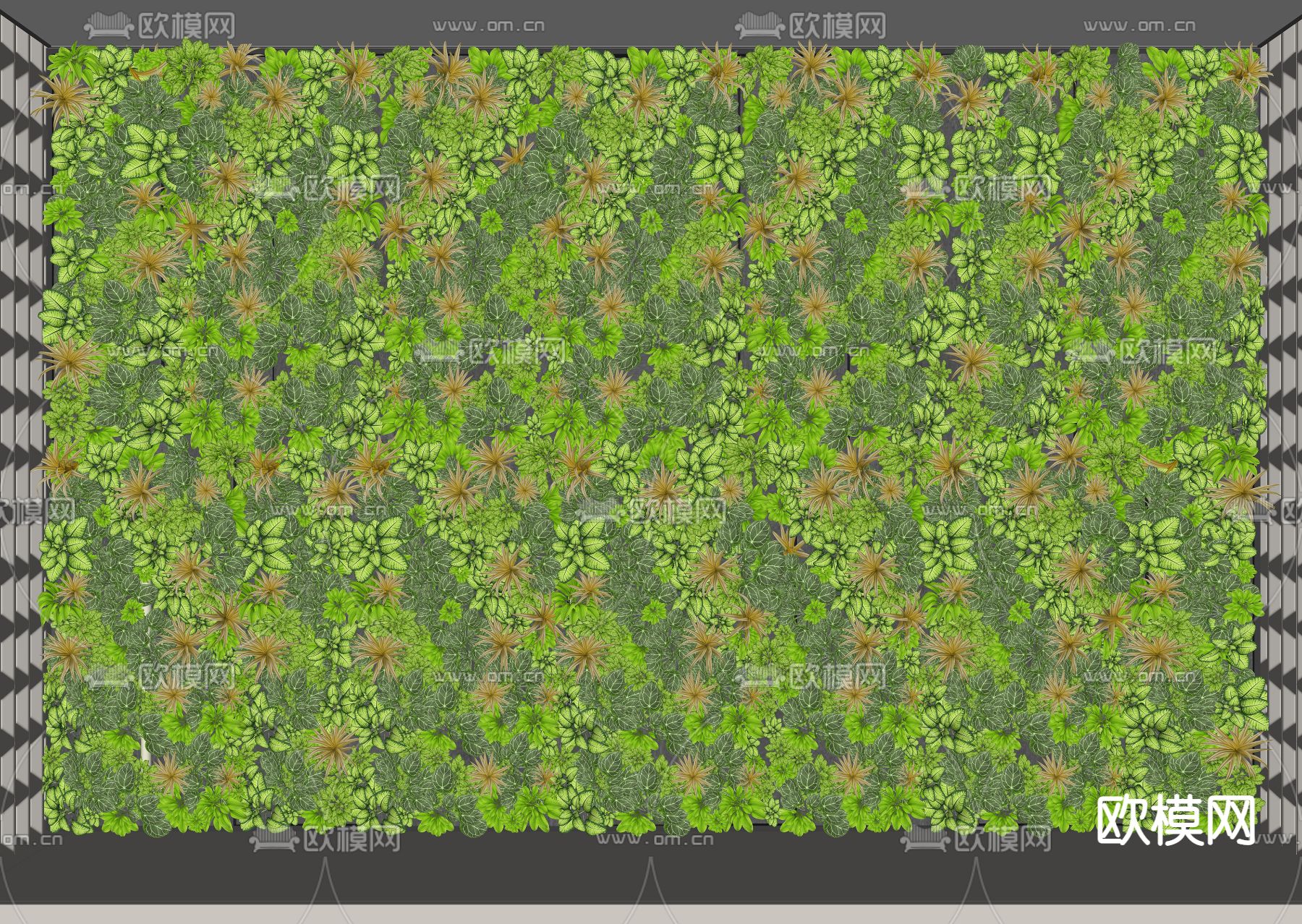 现代绿植墙su模型