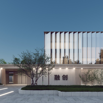 办公楼售楼处建筑外观3d模型