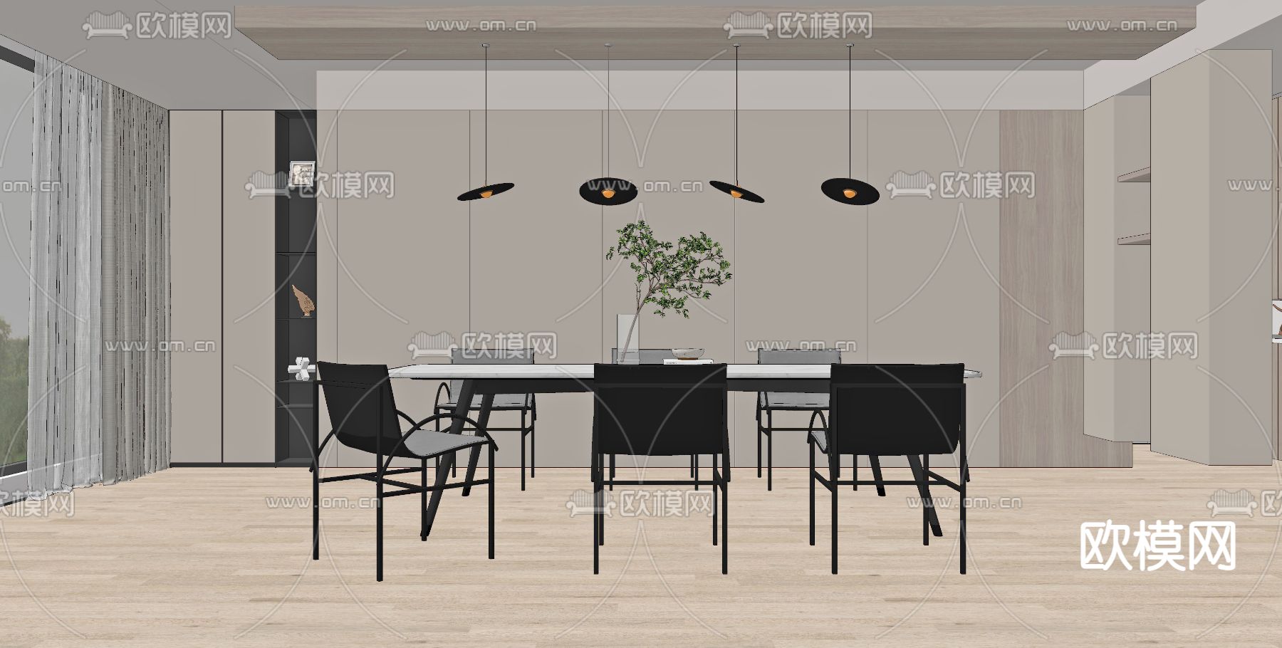 现代餐厅su模型