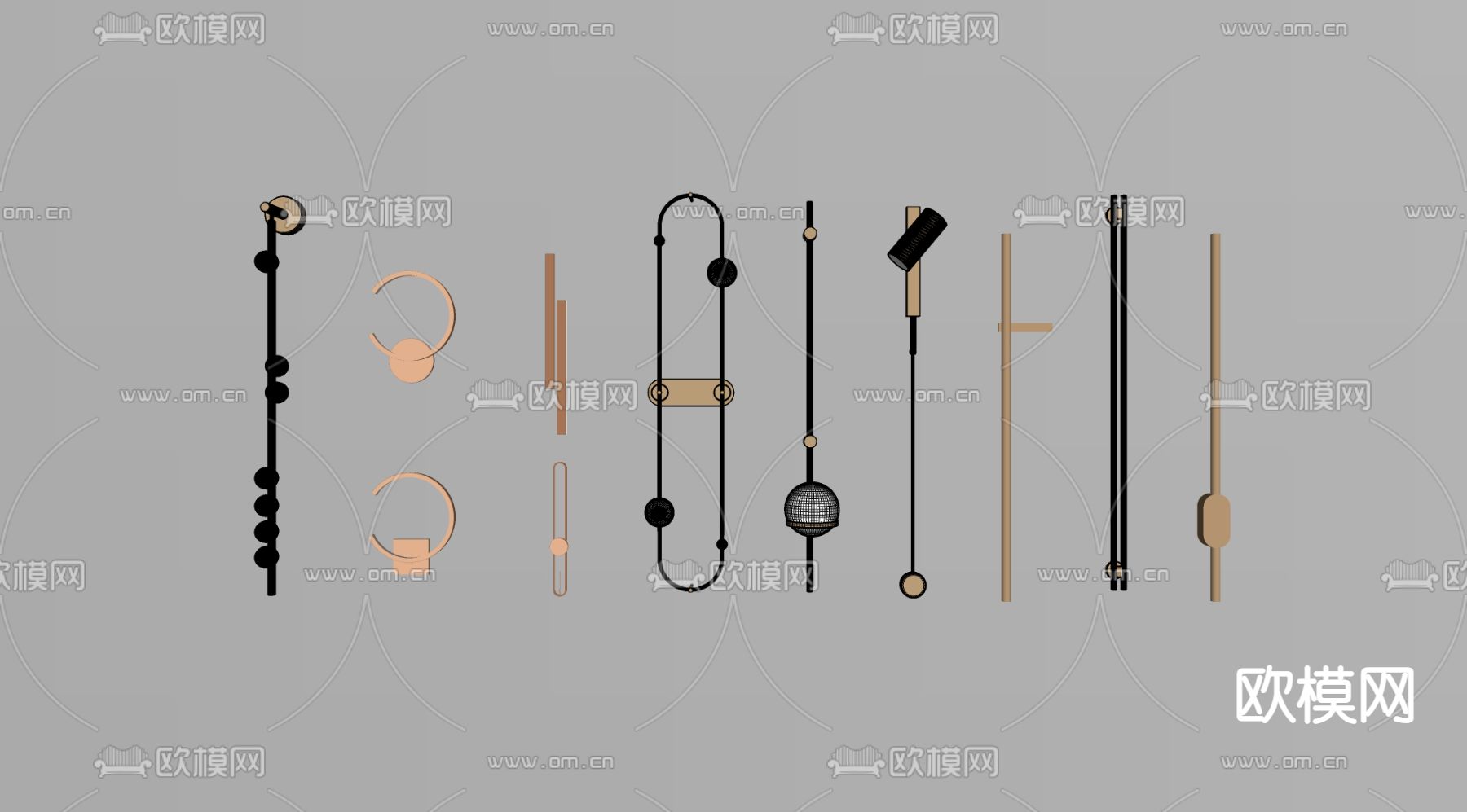 现代轻奢壁灯su模型下载（渲染图2）