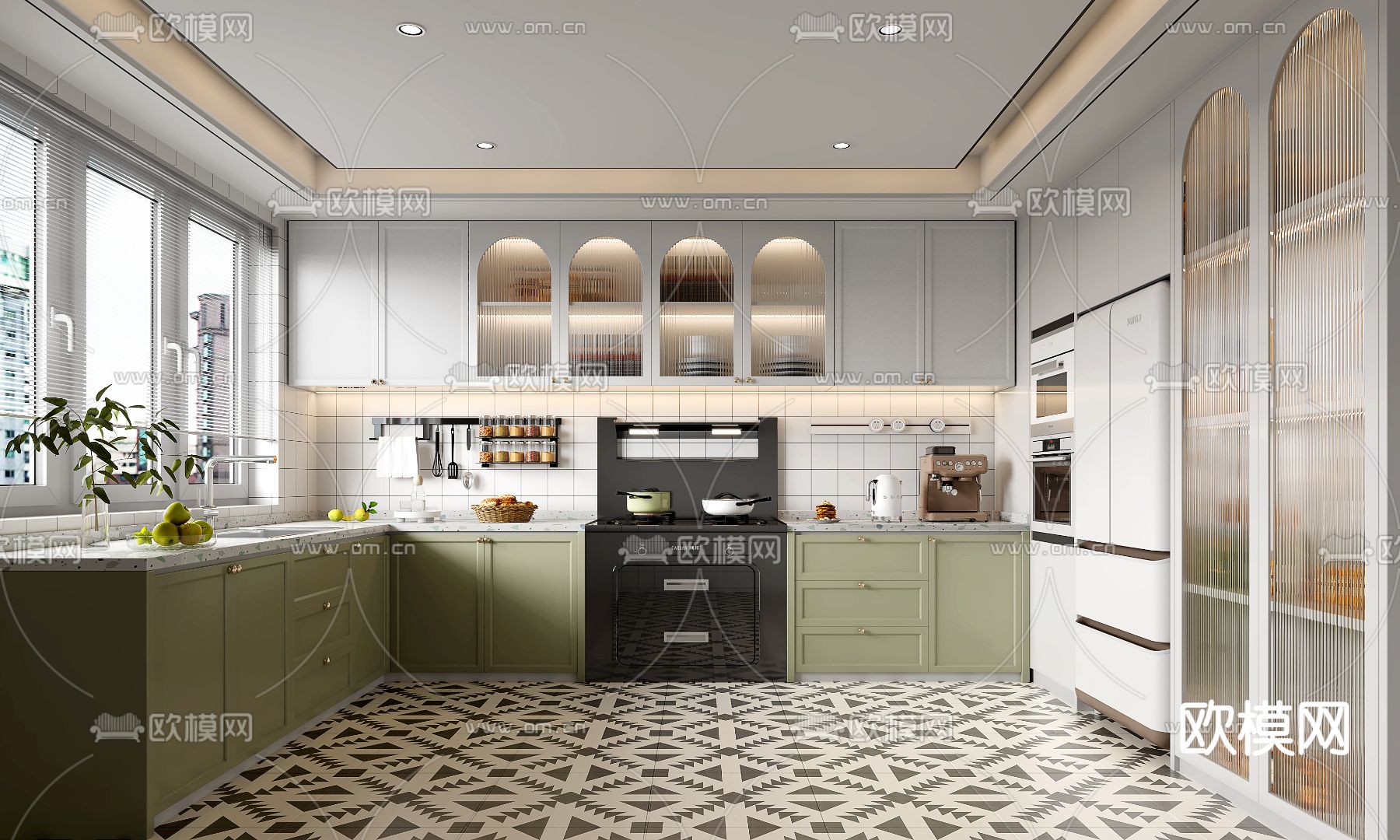 北欧厨房su模型下载（渲染图1）