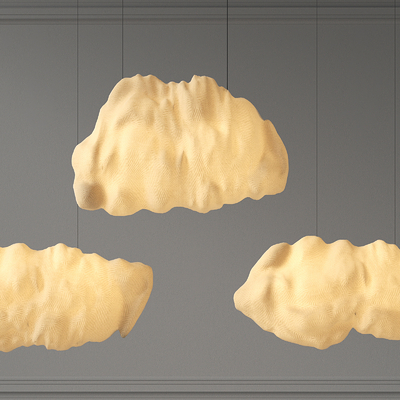  侘寂云朵吊灯su模型 