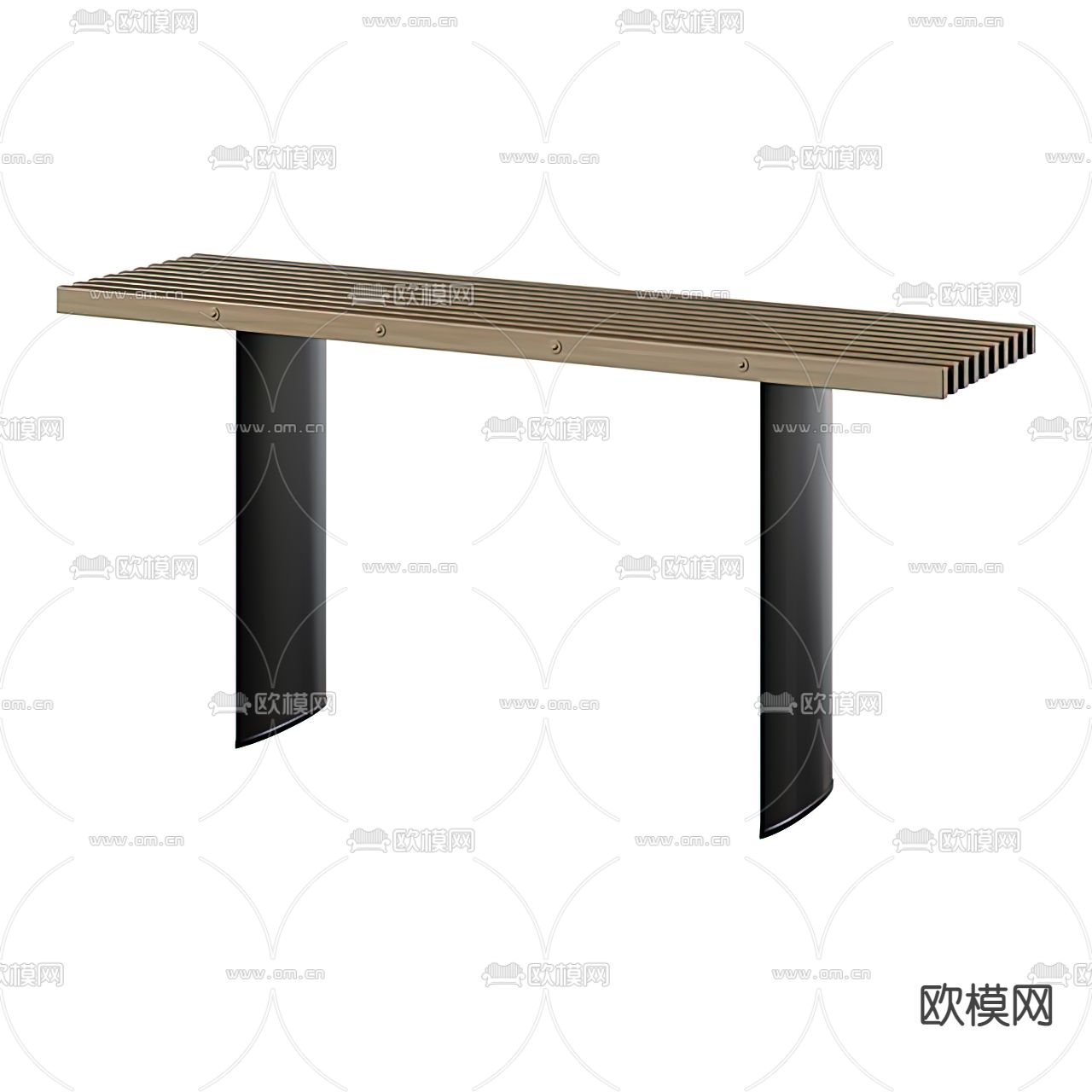 现代长条形公共椅免费3d模型下载
