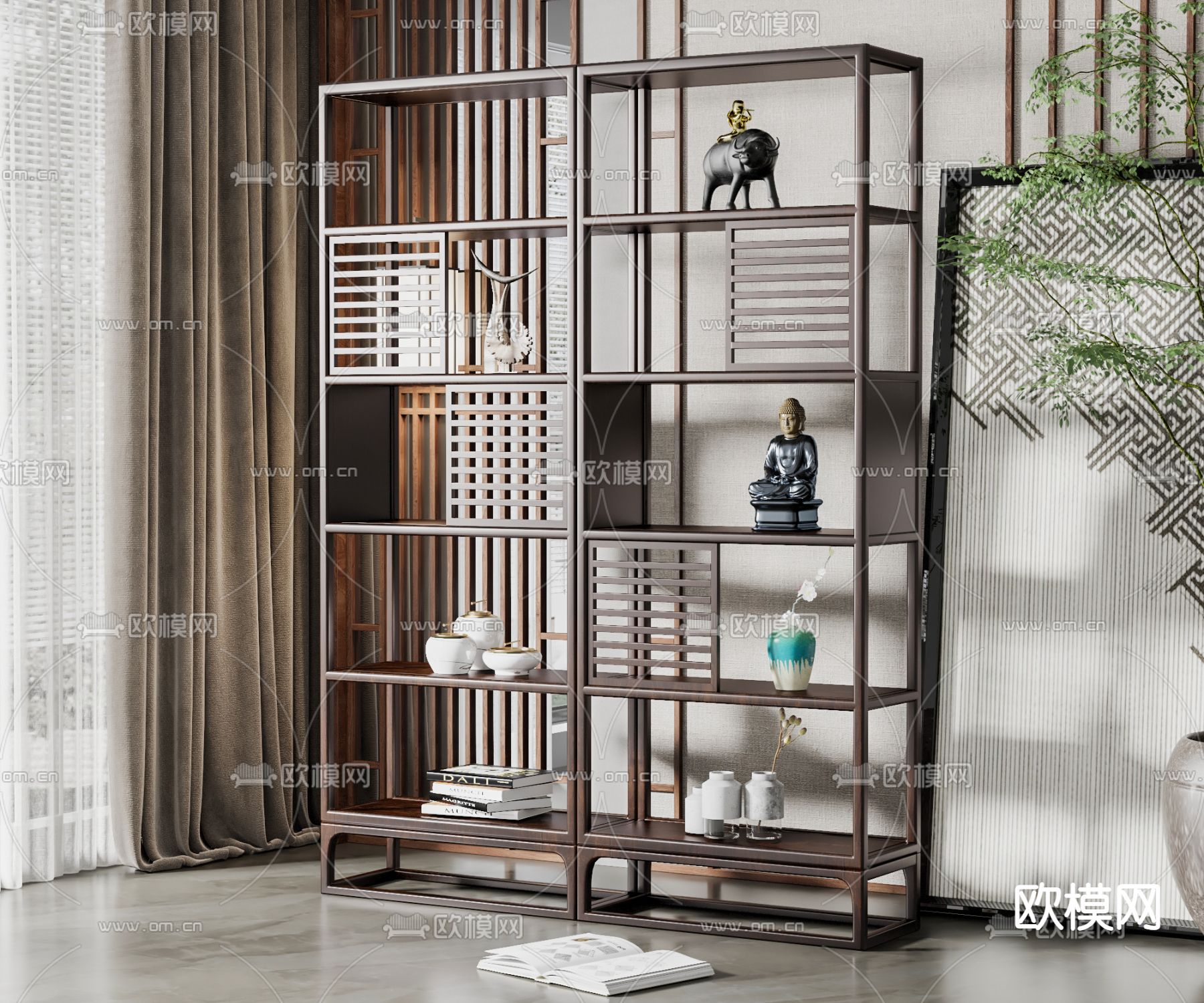 新中式装饰架3d模型下载